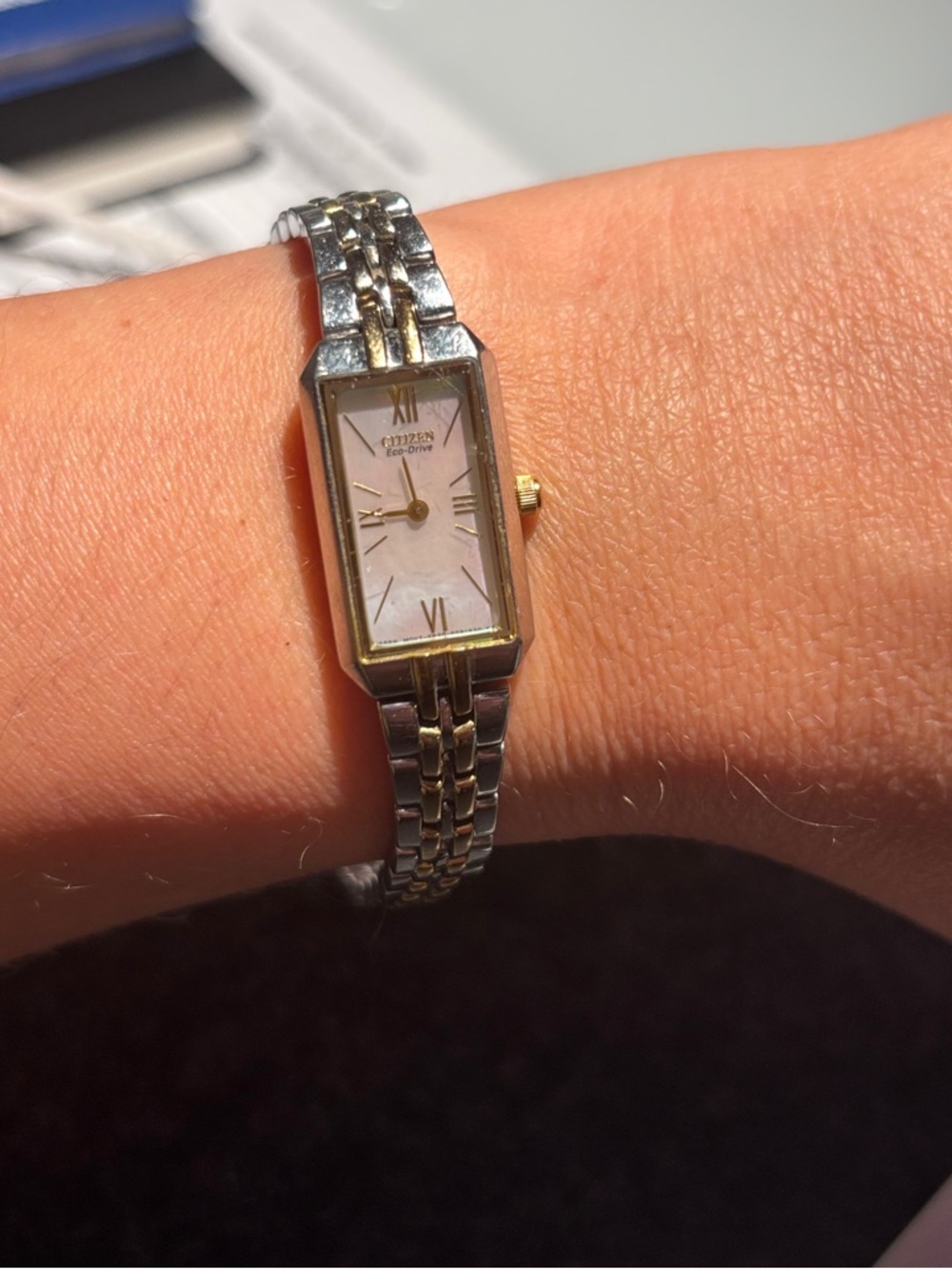 Citizen Two-Tone Silver and Gold Women's Rectangle Watch